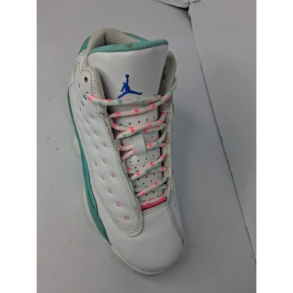 Air Jordan 13 GS Aurora Green Pink White Youth Basketball Shoes 439358-100 5Y